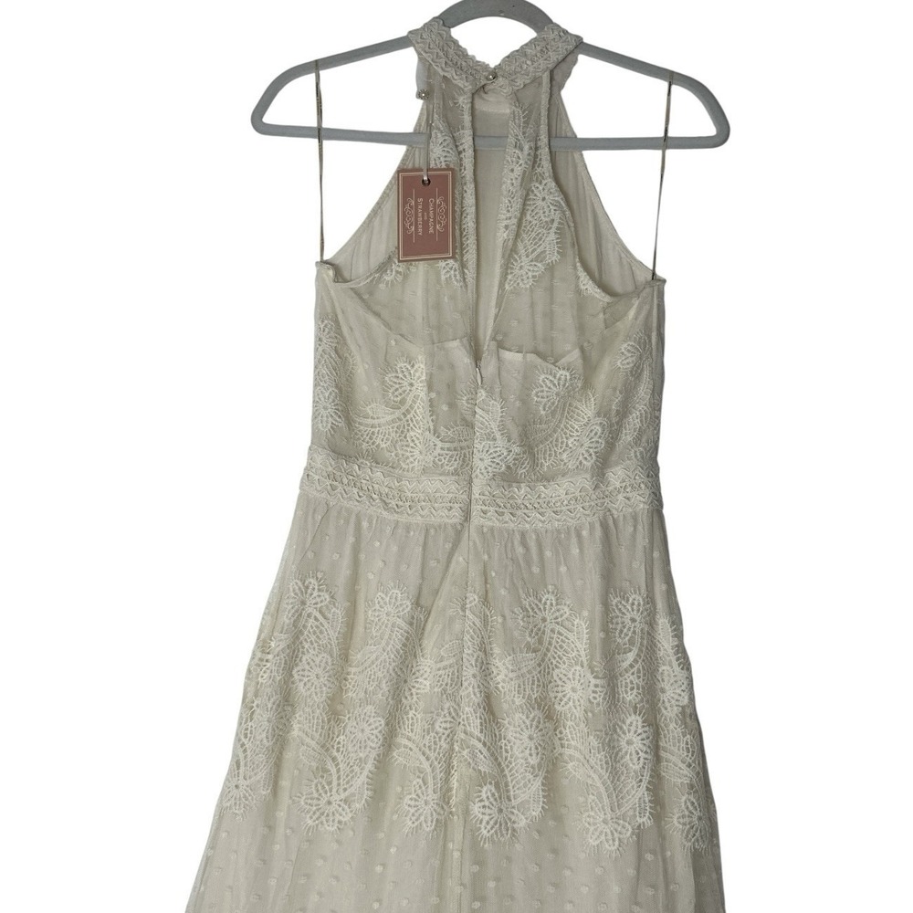 New Champagne & Strawberry Maxi Dress Women's Small Ivory Lace Wedding Romantic - Picture 8 of 12